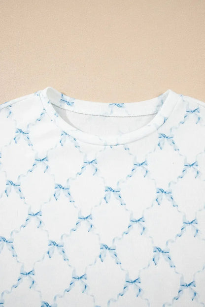 Printed Round Neck Top and Shorts Two-Piece Lounge Set - Plush Fashion Hub