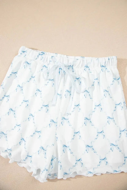 Printed Round Neck Top and Shorts Two-Piece Lounge Set - Plush Fashion Hub