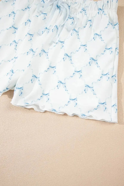 Printed Round Neck Top and Shorts Two-Piece Lounge Set - Plush Fashion Hub