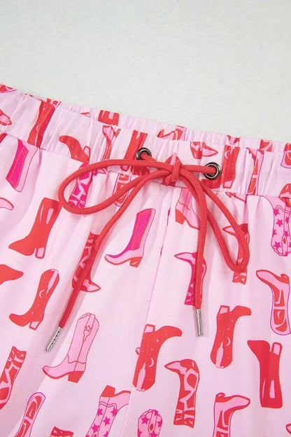 Printed Shirt and Shorts Pajama Set - Plush Fashion Hub