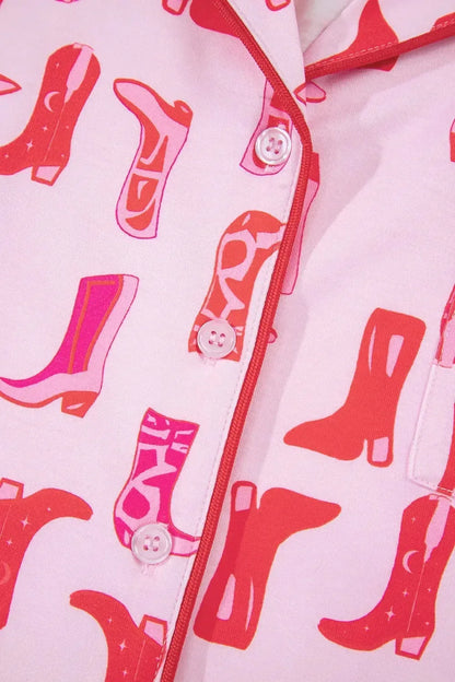 Printed Shirt and Shorts Pajama Set - Plush Fashion Hub