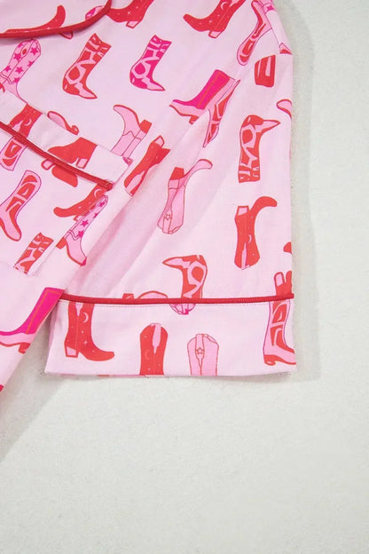 Printed Shirt and Shorts Pajama Set - Plush Fashion Hub