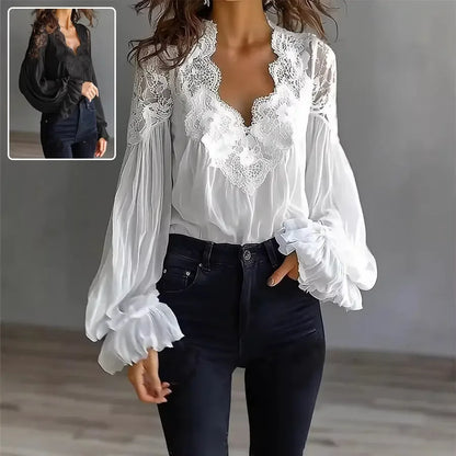 Puff-sleeved Fashion Elegant Ruffle Pleated Long-sleeved - Plush Fashion Hub