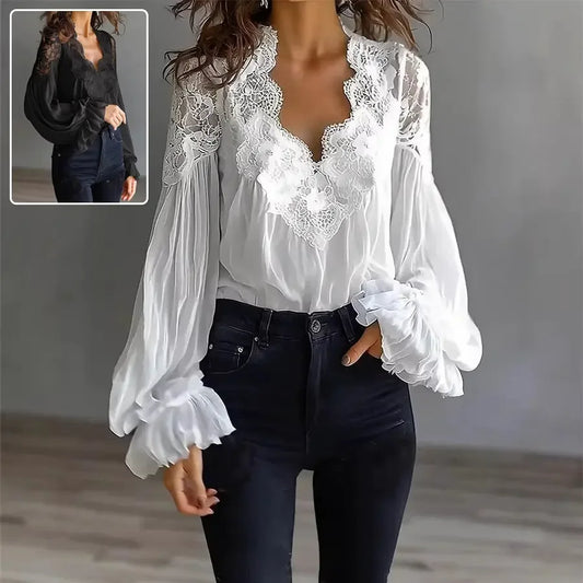 Puff-sleeved Fashion Elegant Ruffle Pleated Long-sleeved - Plush Fashion Hub