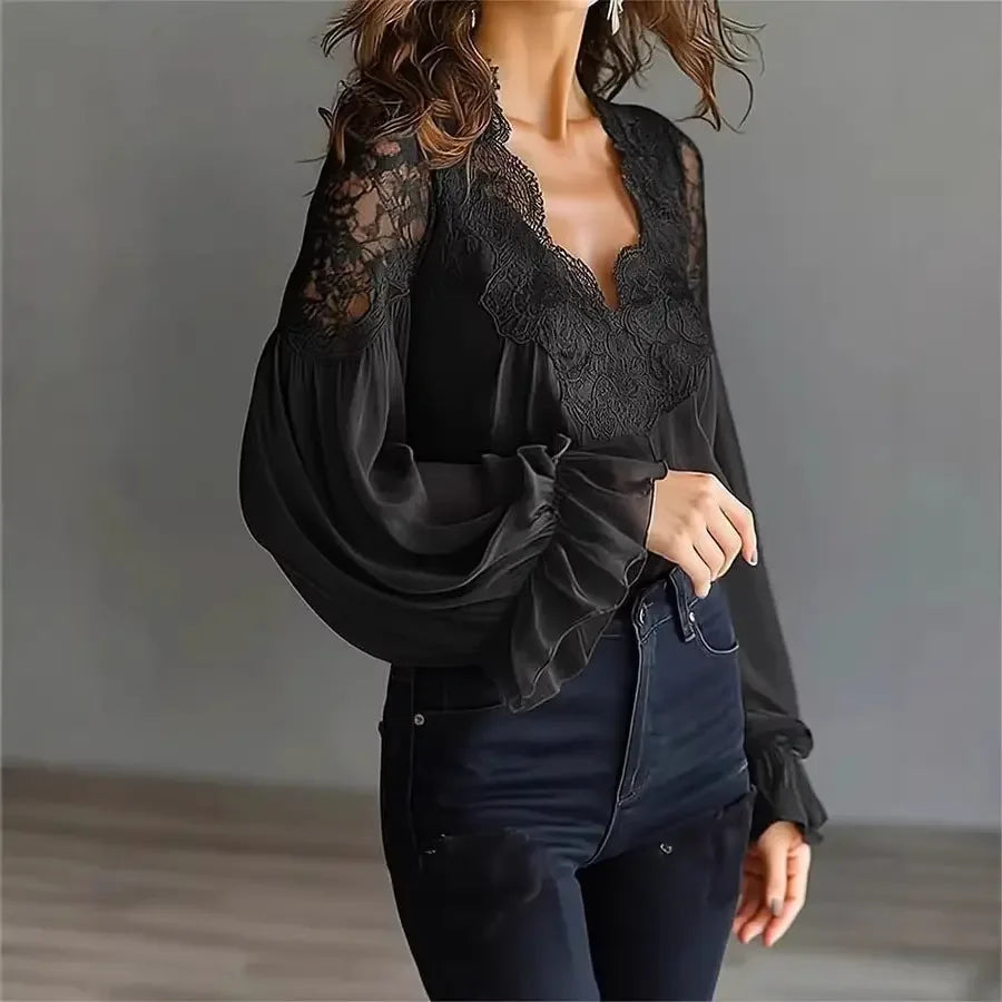 Puff-sleeved Fashion Elegant Ruffle Pleated Long-sleeved - Plush Fashion Hub