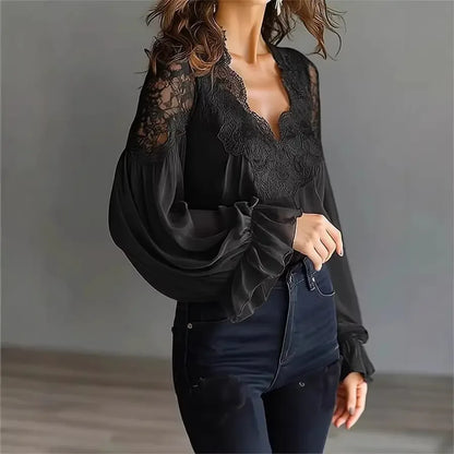 Puff-sleeved Fashion Elegant Ruffle Pleated Long-sleeved - Plush Fashion Hub