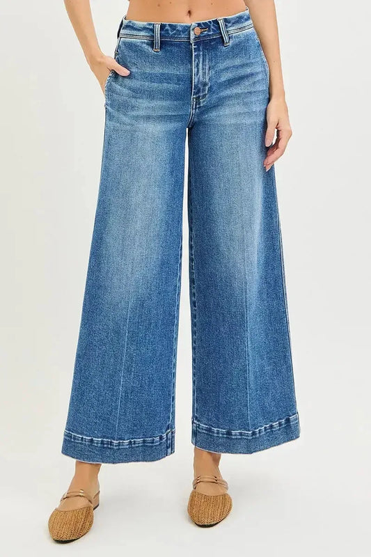 RISEN Slouchy Ankle Wide Jeans - Plush Fashion Hub