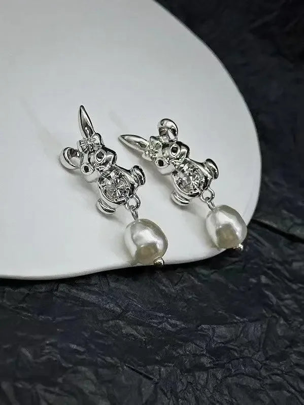 Rabbit&Pearl Earrings - Plush Fashion Hub