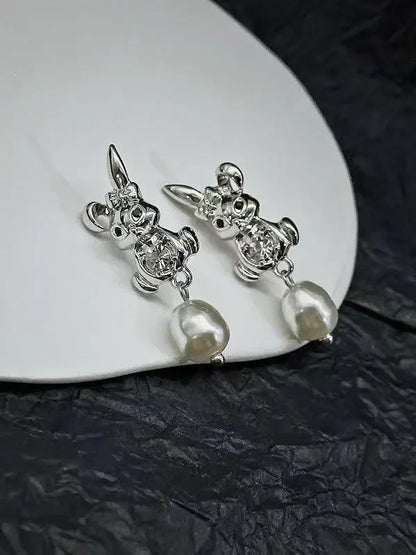 Rabbit&Pearl Earrings - Plush Fashion Hub