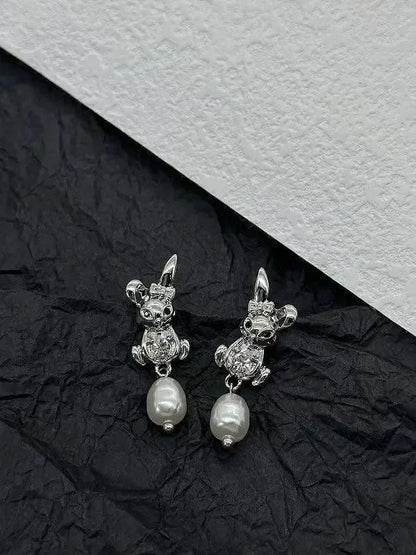 Rabbit&Pearl Earrings - Plush Fashion Hub