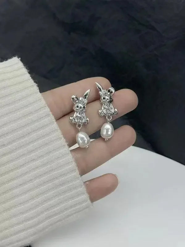 Rabbit&Pearl Earrings - Plush Fashion Hub