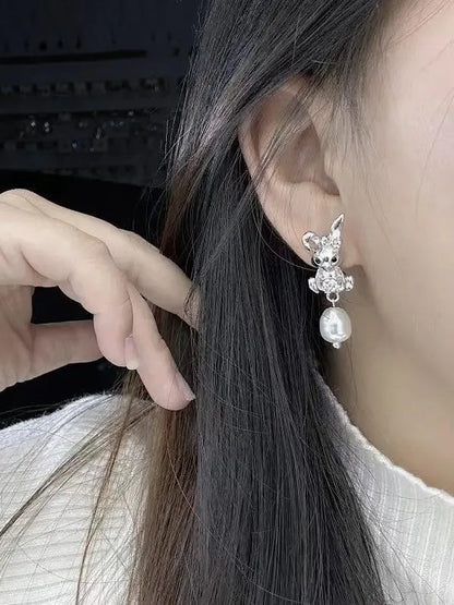 Rabbit&Pearl Earrings - Plush Fashion Hub