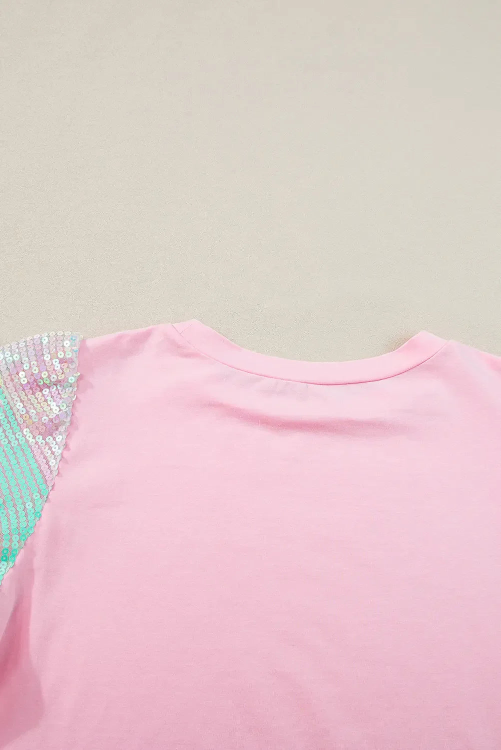 Rainbow Pastel Sequin Puff Sleeve Top - Plush Fashion Hub