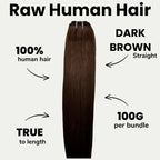 Raw Dark Brown Straight 100% Human Hair Bundles - Plush Fashion Hub