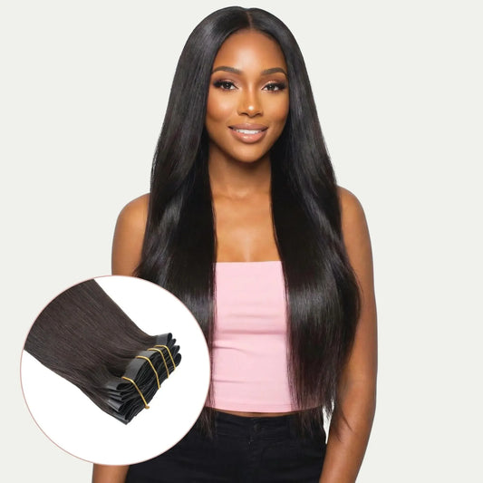 Raw Straight Seamless Clip-In 100% Human Hair Extensions - Plush Fashion Hub