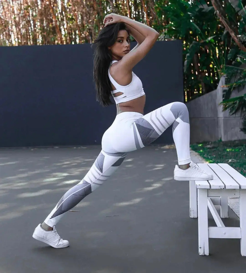 High-waist reflective yoga pants for women by Plush Fashion Hub, shown in a breathable, form-fitting activewear style.