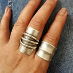 Retro geometric circle statement ring featuring ethnic style design, crafted by Plush Fashion Hub, bold and eye-catching jewelry piece.