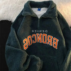 Retro embroidered half-zip cashmere blend hoodie by Plush Fashion Hub, featuring vintage lapel embroidery and cozy design.