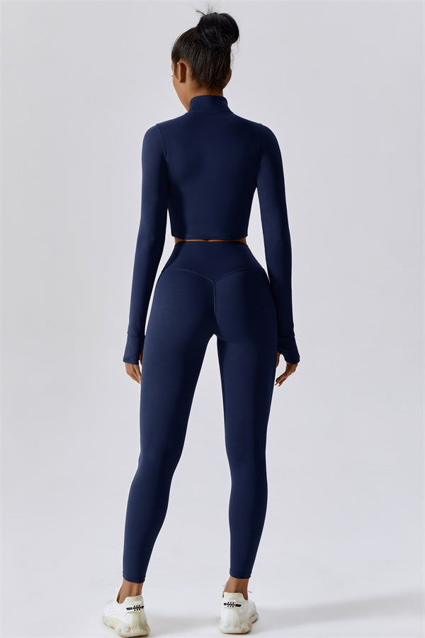 Fitglutes activewear matching set featuring The Eloise jacket, sports bra, and leggings in a coordinated athletic workout outfit.