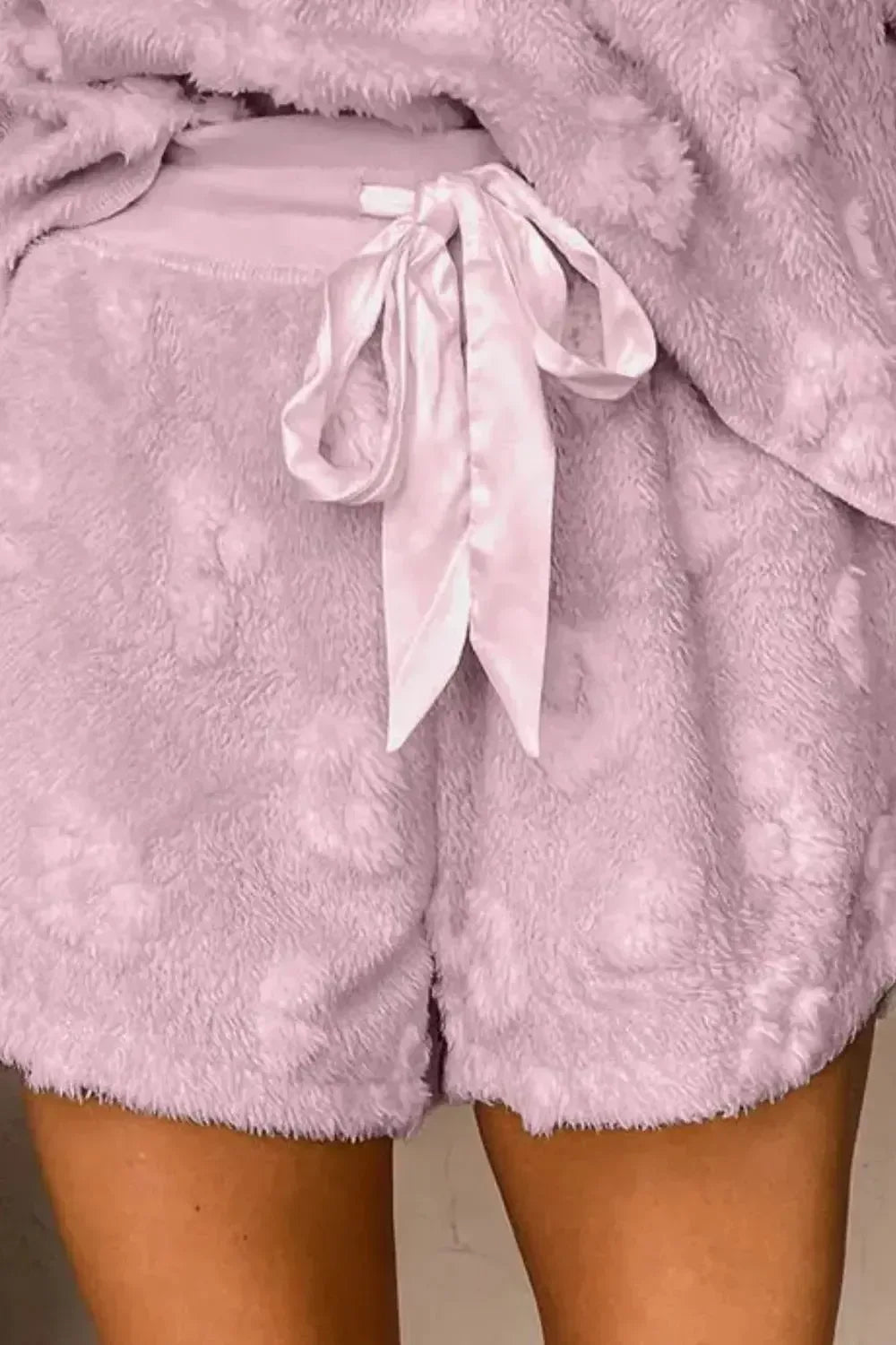 Round Neck Long Sleeve Top and Shorts Lounge Set - Plush Fashion Hub