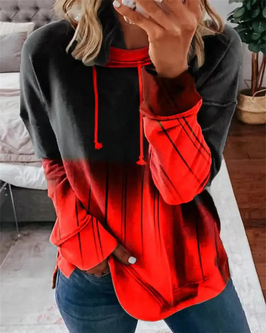 Round Neck Loose Gradient Printing Casual Sweatshirt - Plush Fashion Hub