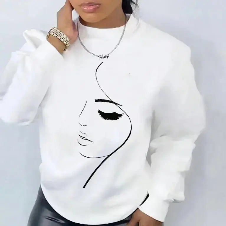 Plush Fashion Hub relaxed fit fleece-lined graphic sweatshirt with round neck and heat transfer patch detail.