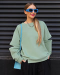 Round Neck Printed Loose Sweatshirt Women - Plush Fashion Hub