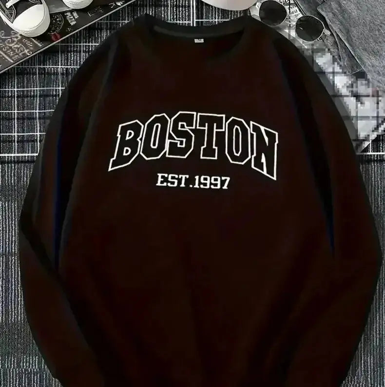 Soft cotton blend round neck sweatshirt by Plush Fashion Hub, featuring a classic unisex pullover design and comfortable fit.