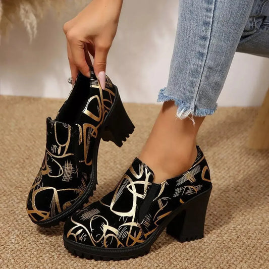 Round Toe Block Heels Pumps - Plush Fashion Hub