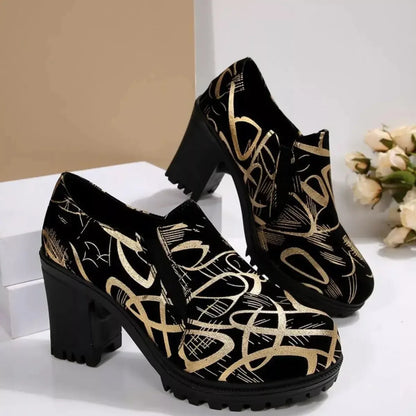 Round Toe Block Heels Pumps - Plush Fashion Hub