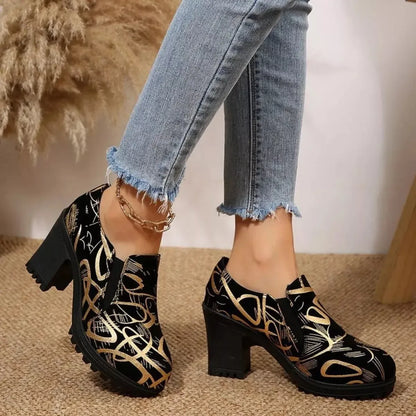 Round Toe Block Heels Pumps - Plush Fashion Hub