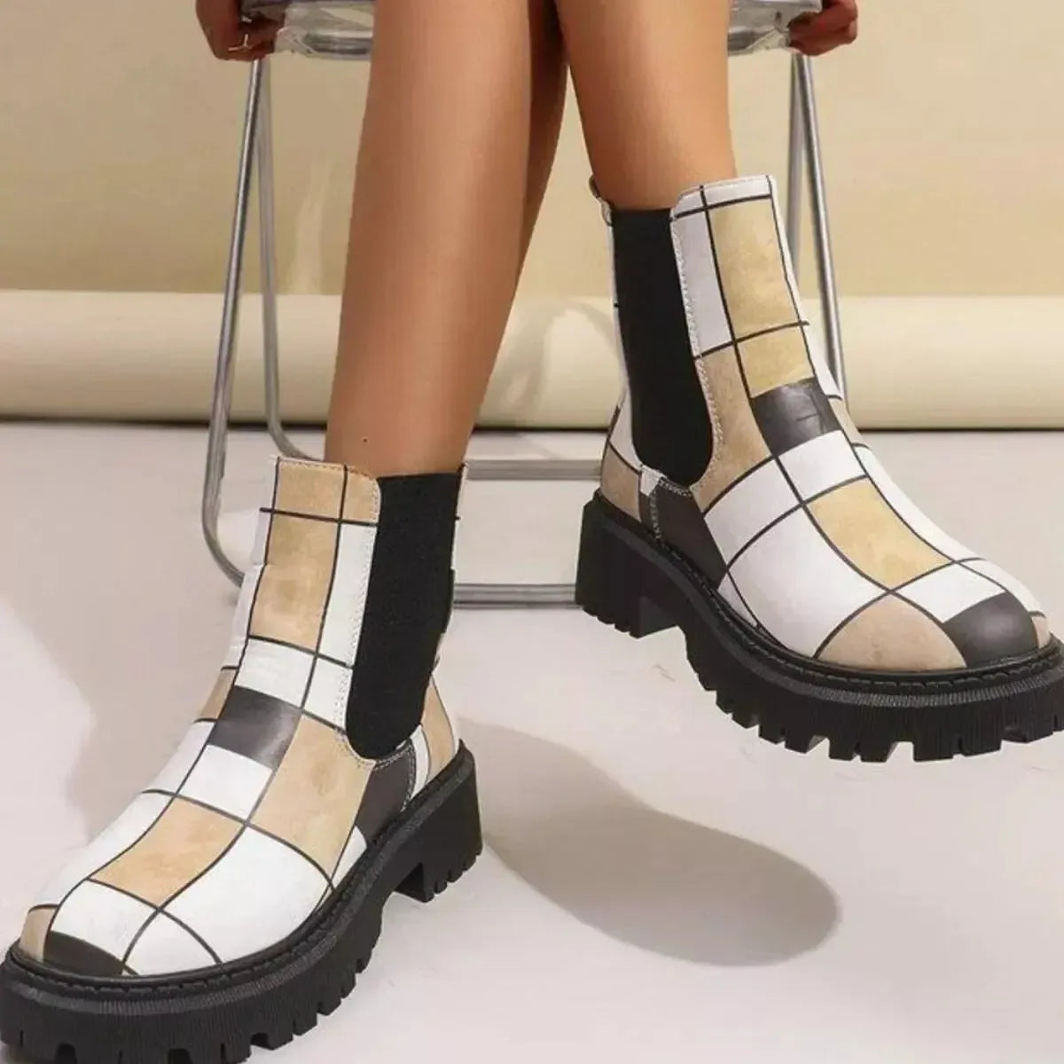 Round Toe Chunky Heel Ankle Boots - Plush Fashion Hub