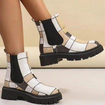 Round Toe Chunky Heel Ankle Boots - Plush Fashion Hub