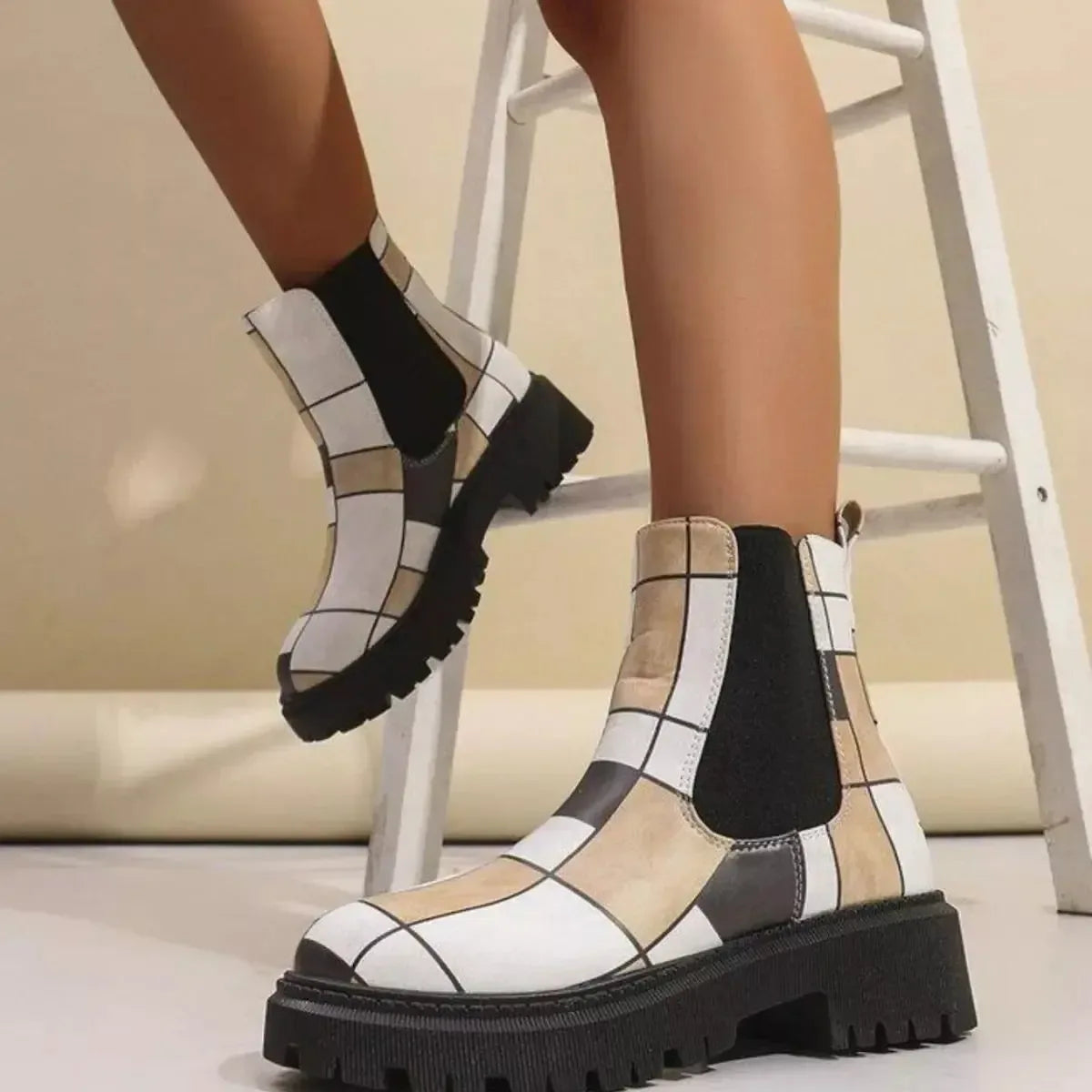 Round Toe Chunky Heel Ankle Boots - Plush Fashion Hub