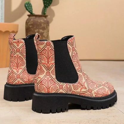 Round Toe Chunky Heel Ankle Boots - Plush Fashion Hub