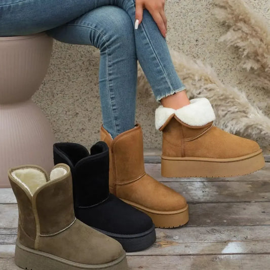 Round Toe Platform Boots - Plush Fashion Hub