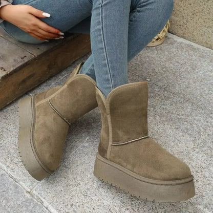 Round Toe Platform Boots - Plush Fashion Hub