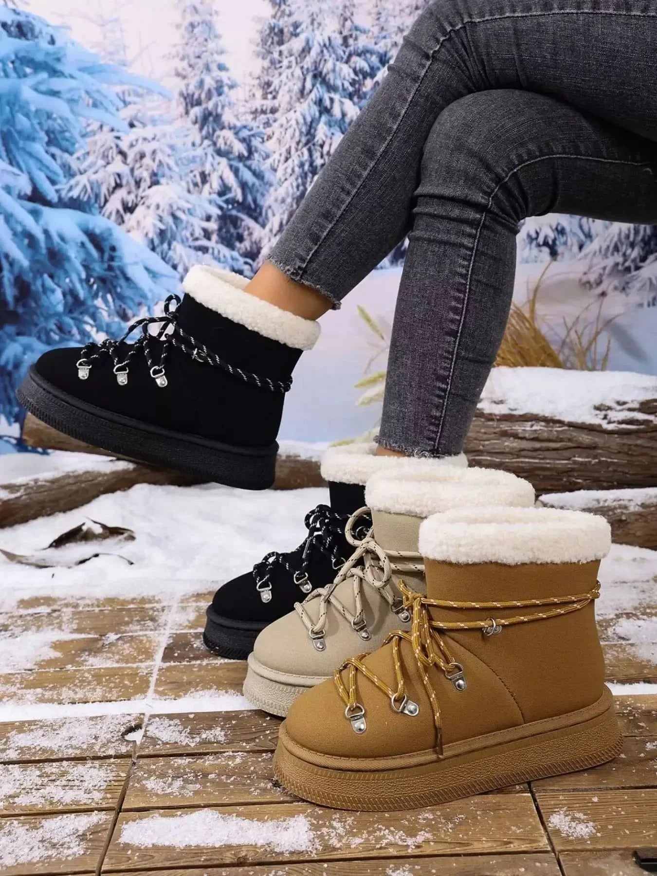 Round Toe Platform Boots - Plush Fashion Hub