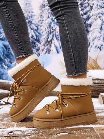 Round Toe Platform Boots - Plush Fashion Hub