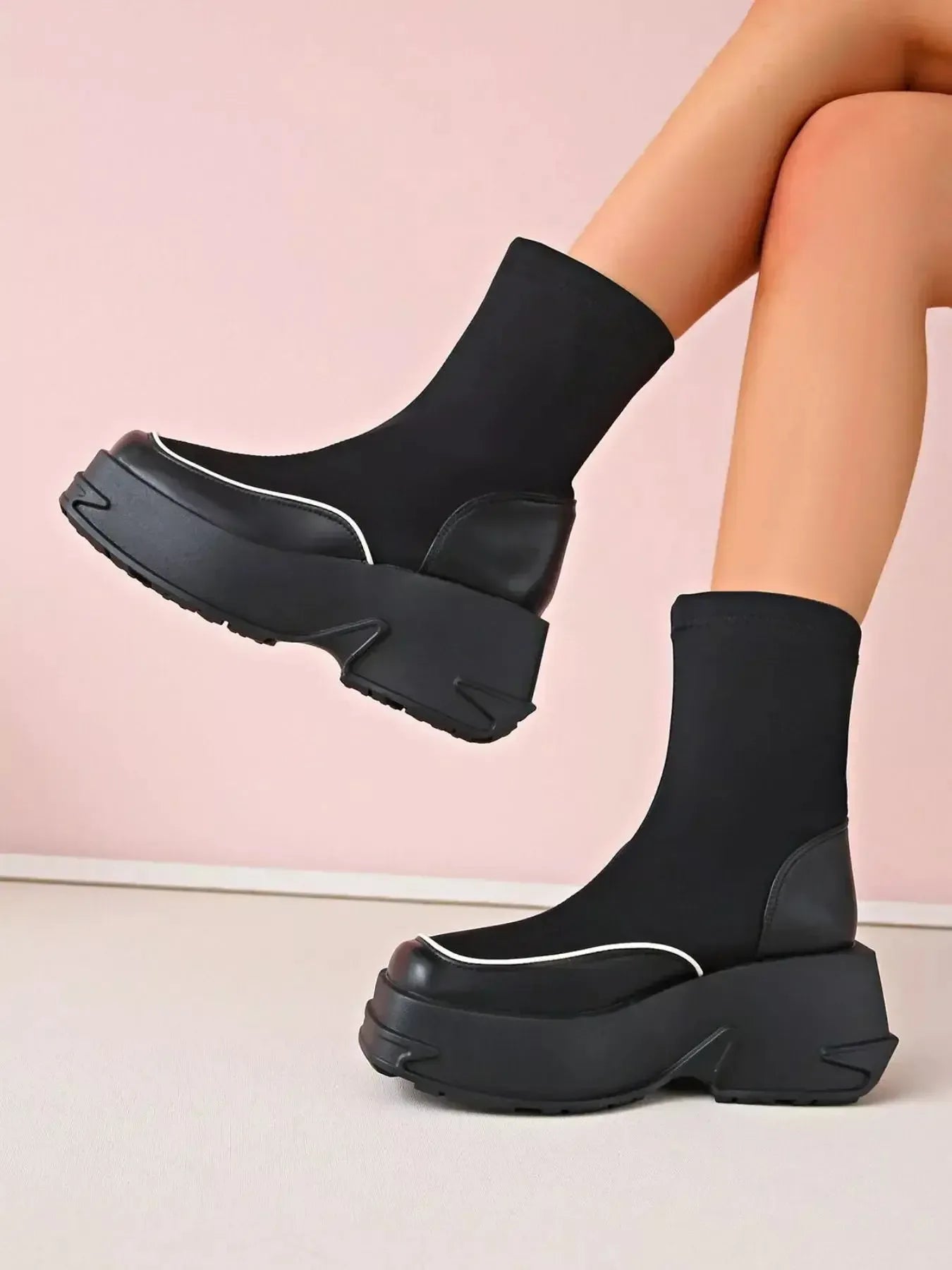 Round Toe Platform Boots - Plush Fashion Hub