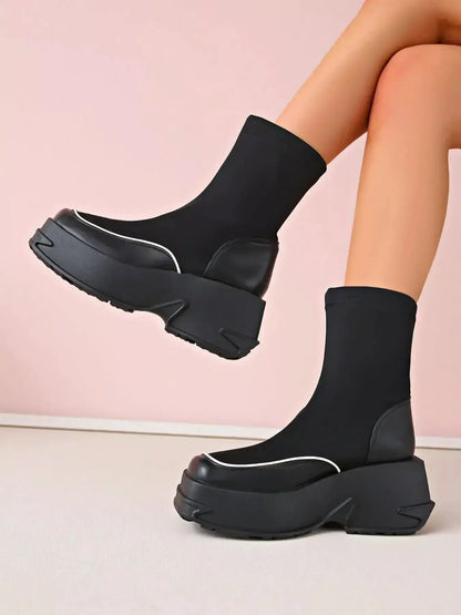 Round Toe Platform Boots - Plush Fashion Hub