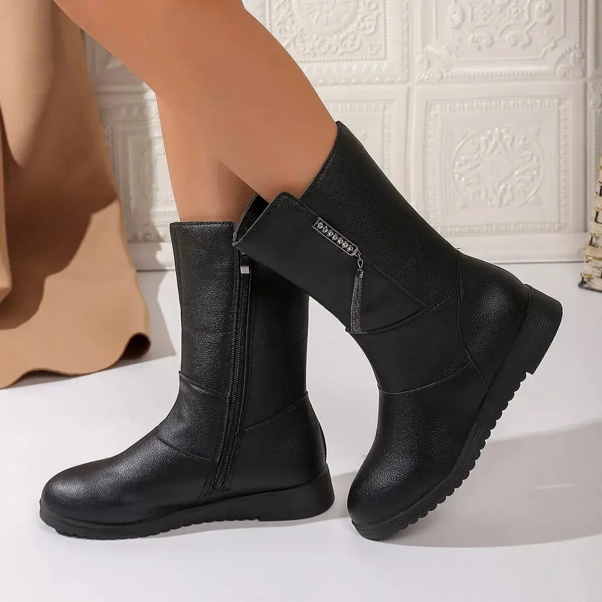 Round Toe Side Zip Boots - Plush Fashion Hub
