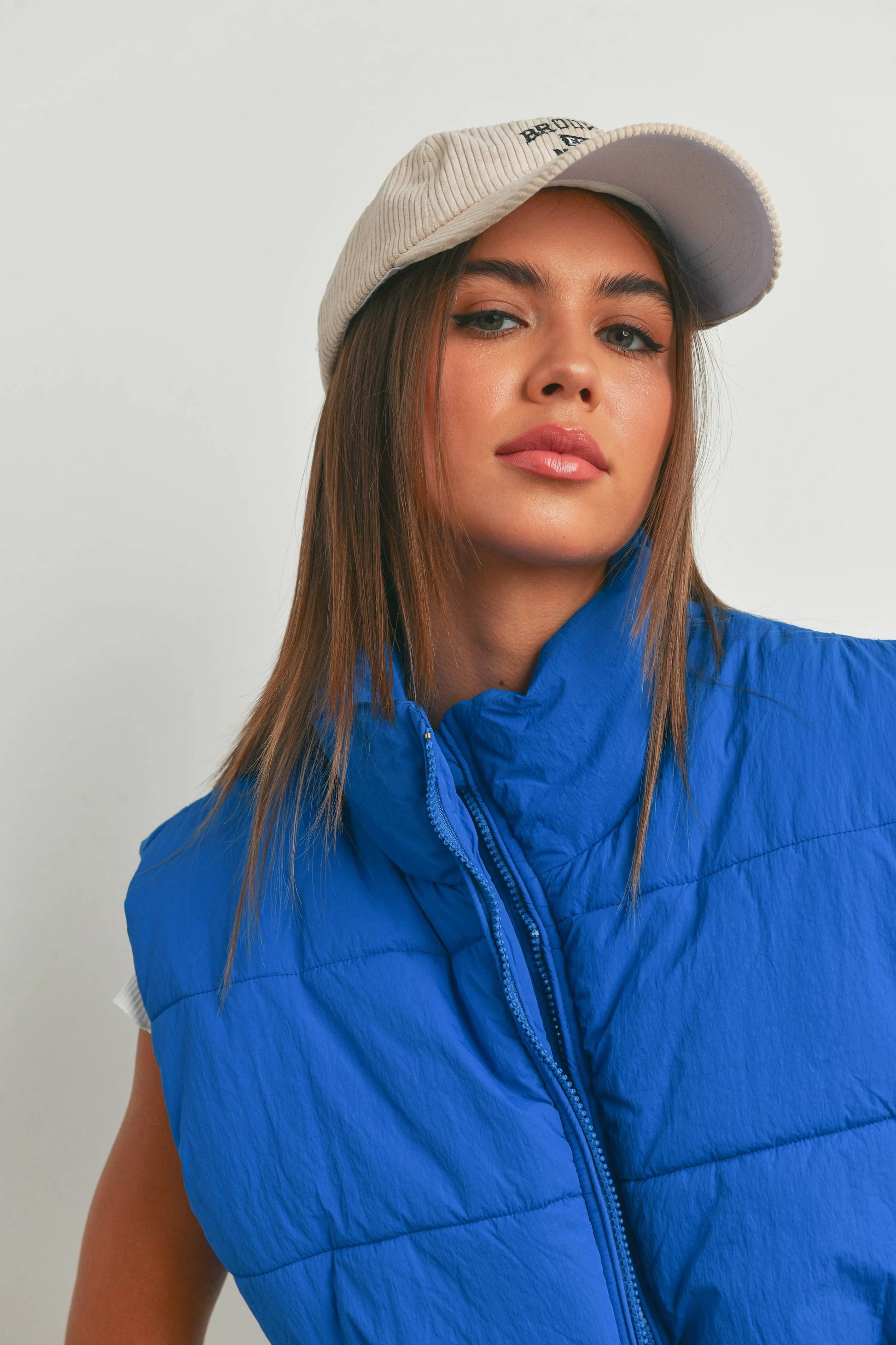 Royal Blue Crop Puffer Vest Pretty Little Patriot