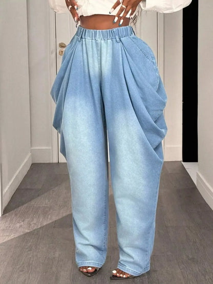 Ruched Wide Leg Jeans - Plush Fashion Hub