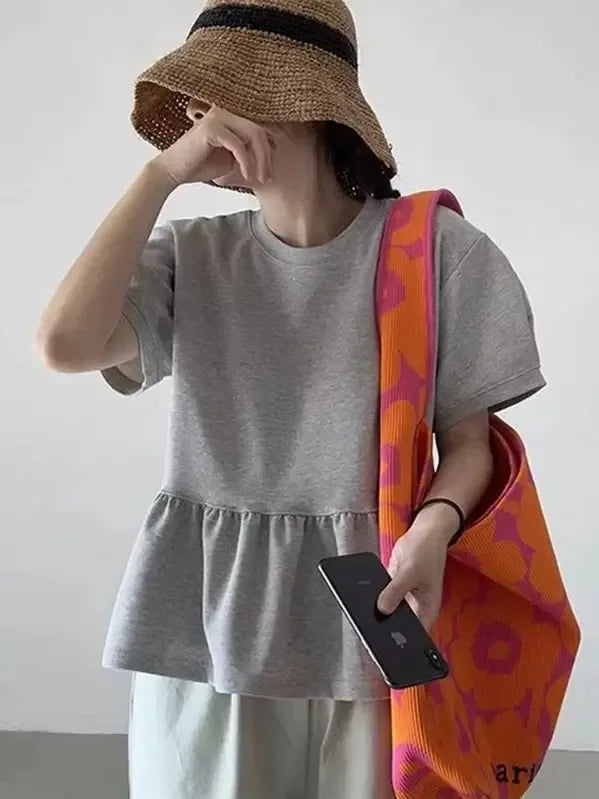 Ruffled Puff Sleeve T-Shirt - Plush Fashion Hub