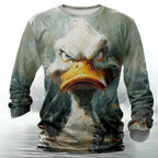 Black long sleeve streetwear t-shirt by FitiqueFit featuring a bold 3D animal print design for urban style.