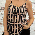 Plus size elegant contrast printed suspender top by Plush Fashion Hub featuring stylish design and comfortable fit.