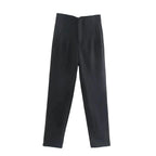 Women’s high waist slim trousers in casualwear style from Plush Fashion Hub, shown in a neutral color with a fitted silhouette.