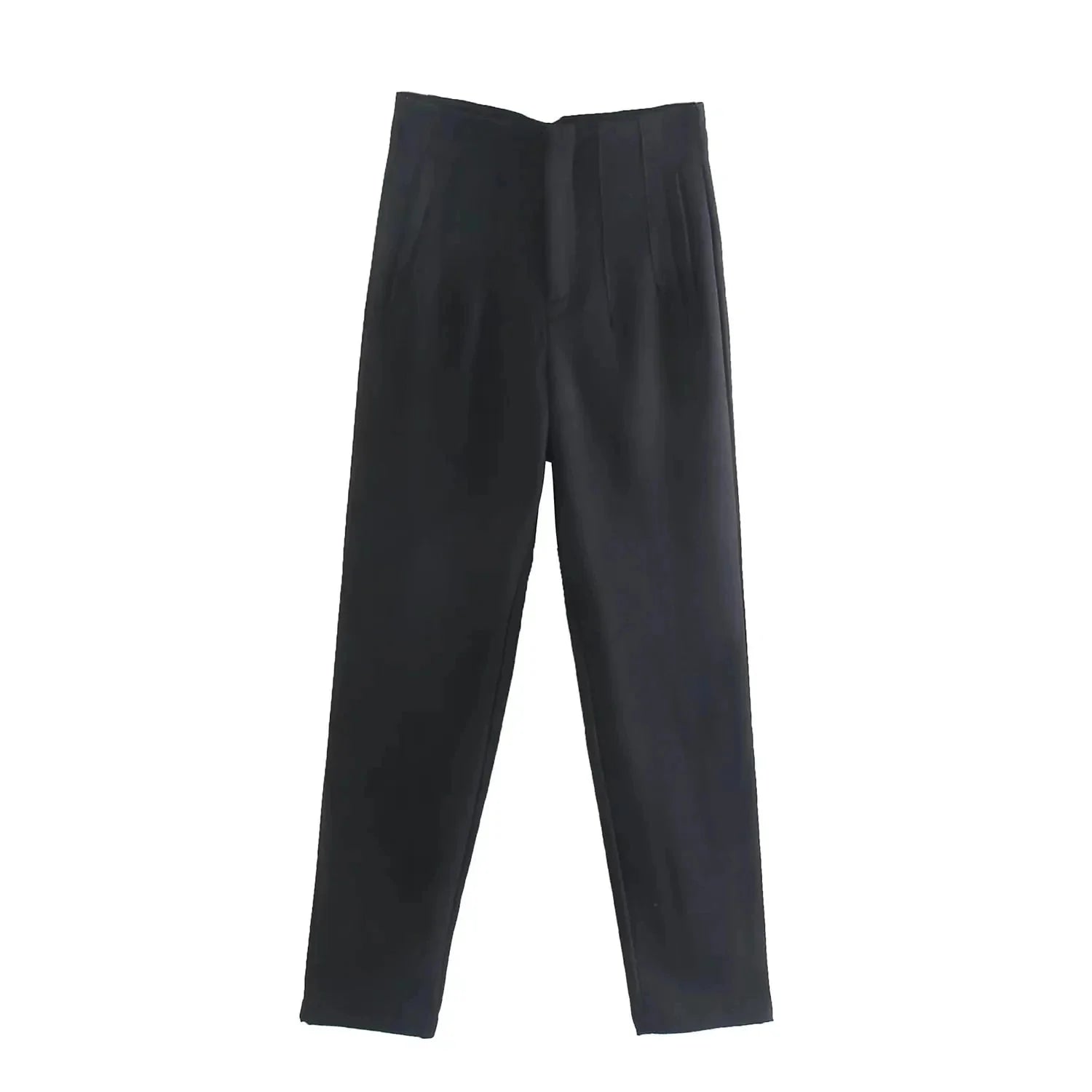 Women’s high waist slim trousers in casualwear style from Plush Fashion Hub, shown in a neutral color with a fitted silhouette.
