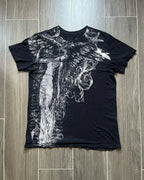 Pure cotton streetwear skull print T-shirt by FitiqueFit featuring a retro skull design on a casual, comfortable black tee.